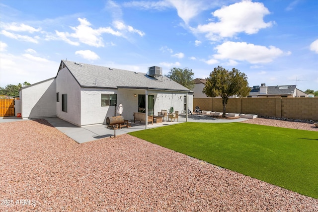 19039 N 47th Ave, Glendale, AZ 85308 - rear view of house featuring central AC unit, a shingled roof, a patio, and stucco siding