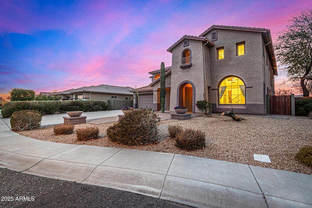 view of front of property with a garage