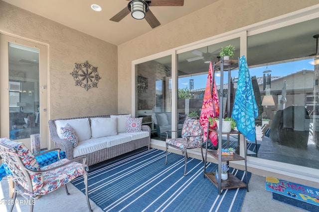 22927 E Via Del Oro, Queen Creek, AZ 85142 - view of patio featuring an outdoor hangout area and a ceiling fan