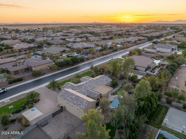 view of aerial view at dusk