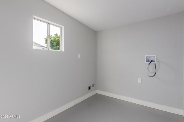 washroom featuring laundry area, hookup for a washing machine, baseboards, and electric dryer hookup