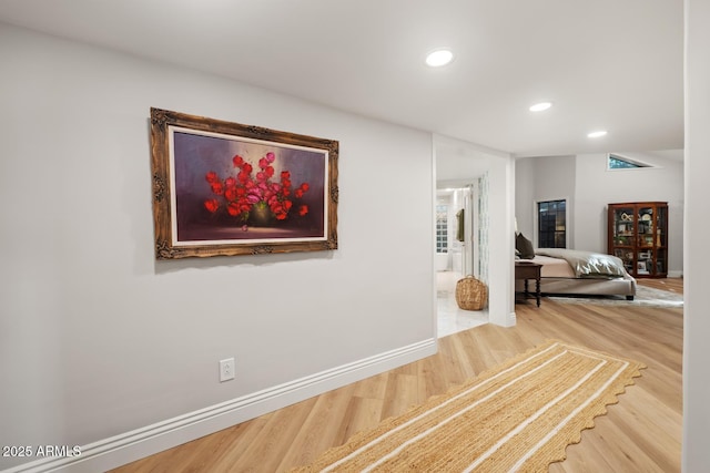 8219 S Pecan Grove Cir, Tempe, AZ 85284 - hall with wood finished floors, recessed lighting, and baseboards