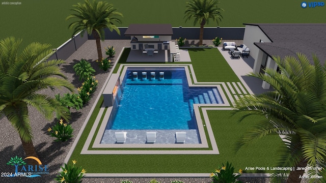 pool with a patio area