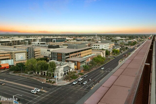 view of aerial view at dusk