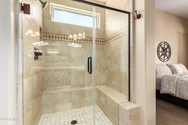 bathroom featuring walk in shower