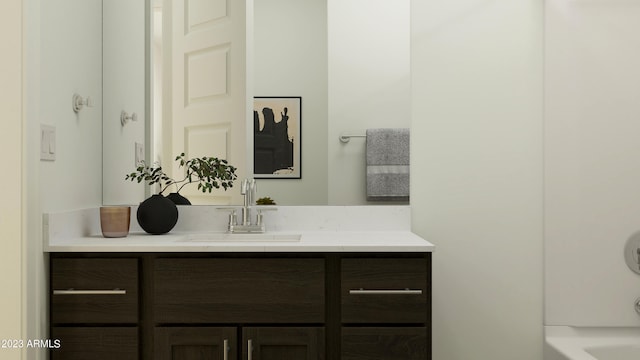 bathroom featuring vanity and a tub to relax in