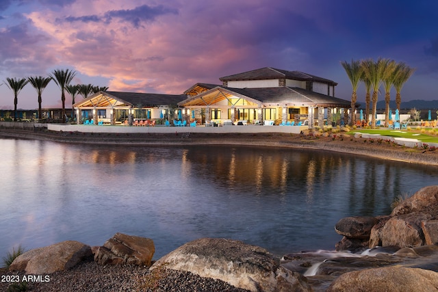 water view featuring a gazebo