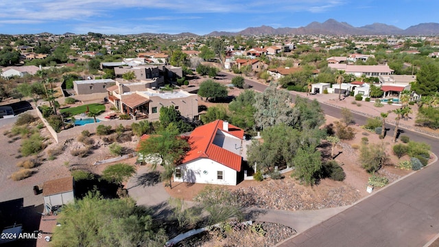 drone / aerial view with a mountain view