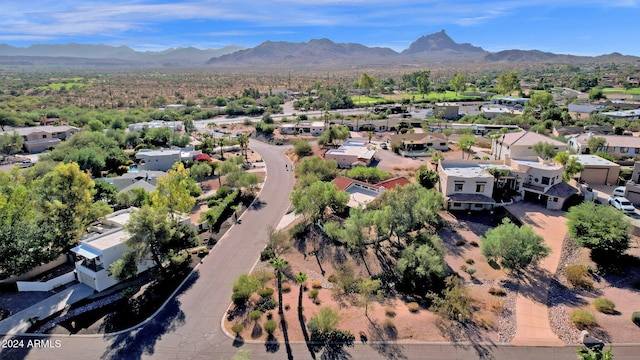 aerial view with a mountain view