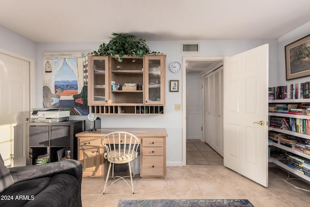 view of tiled home office