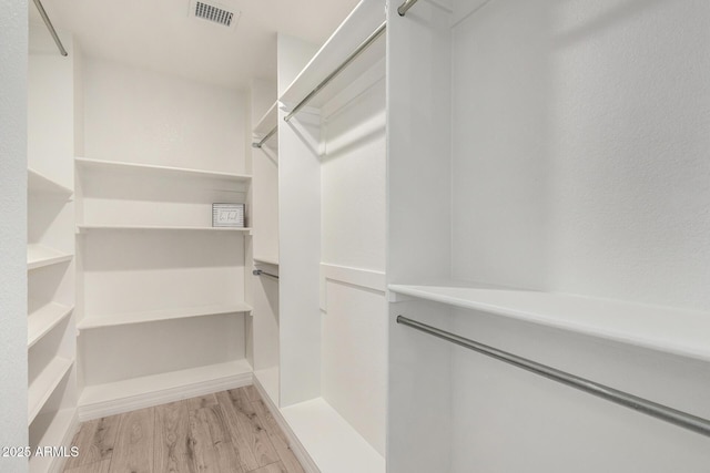 spacious closet with light wood-type flooring