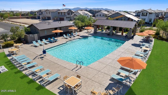14620 W Sand Hills Rd, Surprise, AZ 85387 - pool with a residential view, a patio, and fence