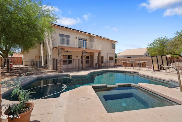 2024 N 125th Ave, Avondale, AZ 85392 - view of swimming pool with a patio, ceiling fan, and a pool with connected hot tub