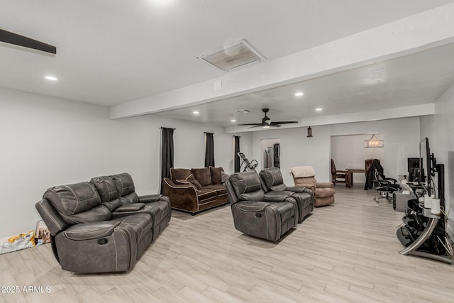 505 S S Rdg, Mesa, AZ 85204 - cinema featuring recessed lighting, light wood-type flooring, and ceiling fan