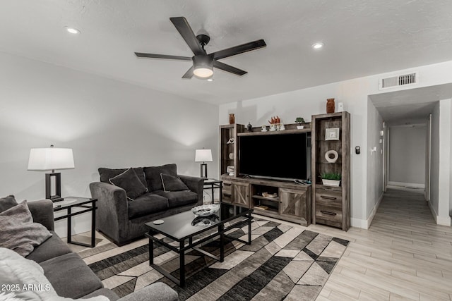 505 S S Rdg, Mesa, AZ 85204 - living area with a ceiling fan, light wood-style floors, and recessed lighting