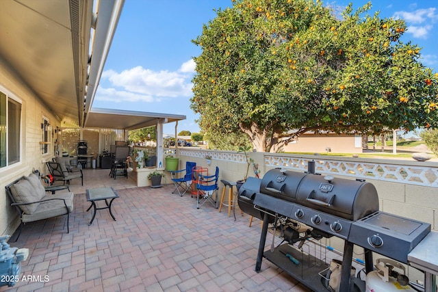 view of patio featuring grilling area