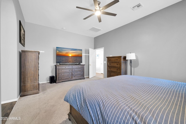 bedroom with carpet flooring and ceiling fan