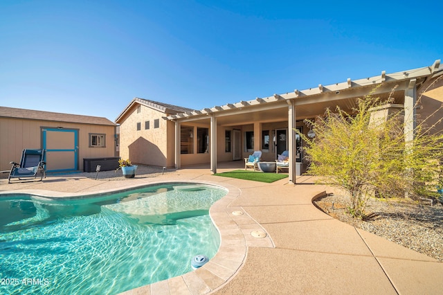 view of swimming pool with a patio