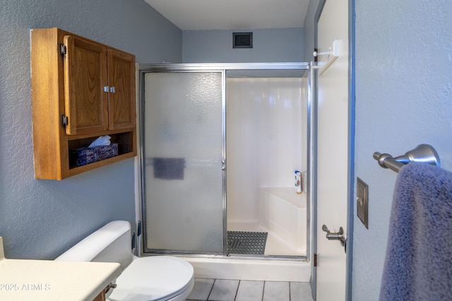 17810 N 34th Pl, Phoenix, AZ 85032 - full bathroom with a textured wall, a stall shower, vanity, and tile patterned floors