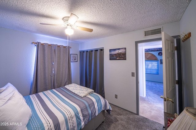 17810 N 34th Pl, Phoenix, AZ 85032 - bedroom with carpet flooring, a ceiling fan, and a textured ceiling