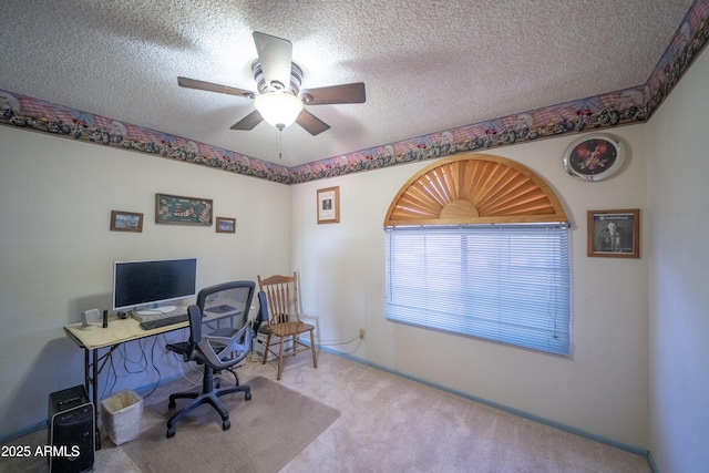 17810 N 34th Pl, Phoenix, AZ 85032 - carpeted home office featuring a ceiling fan and a textured ceiling