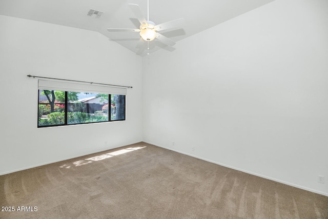5733 E Jaeger St, Mesa, AZ 85205 - spare room with carpet floors, a ceiling fan, and high vaulted ceiling
