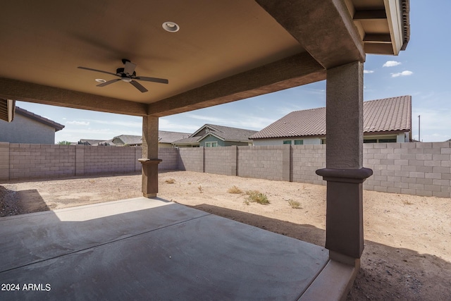 view of patio with ceiling fan