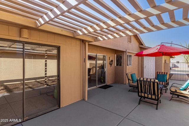 view of patio with a pergola