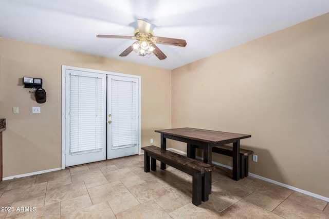 dining room with ceiling fan