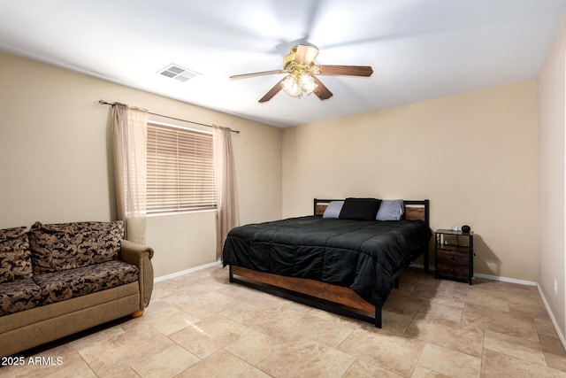 bedroom featuring ceiling fan