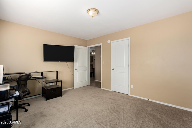 view of carpeted home office