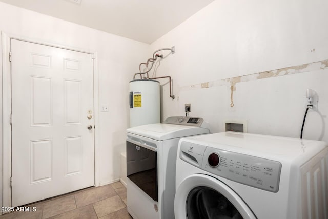 washroom with independent washer and dryer and water heater