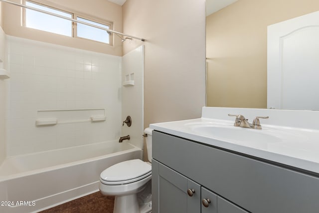 full bathroom featuring vanity, shower / bathing tub combination, and toilet