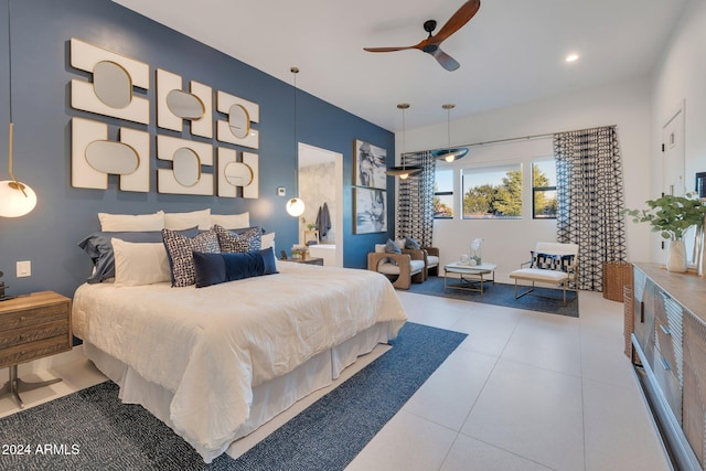 bedroom featuring tile patterned flooring