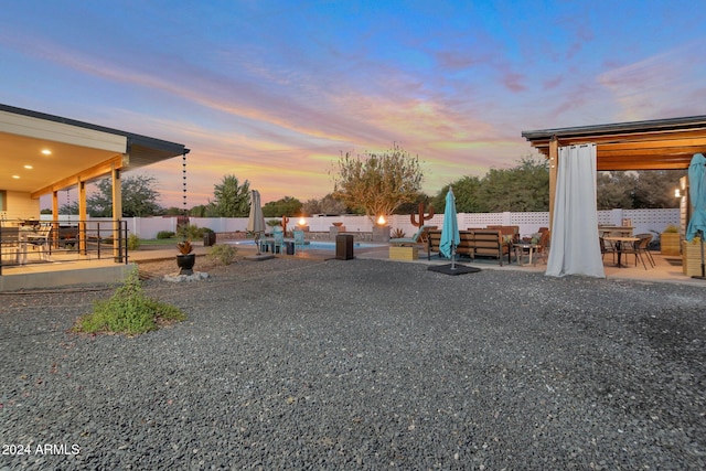 view of yard featuring a patio area and fence