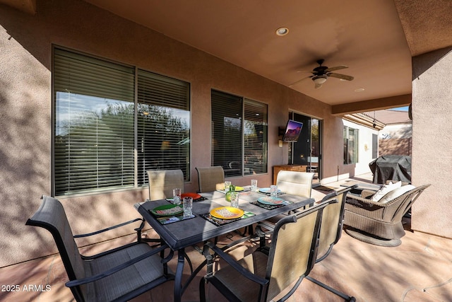 view of patio / terrace featuring grilling area and ceiling fan