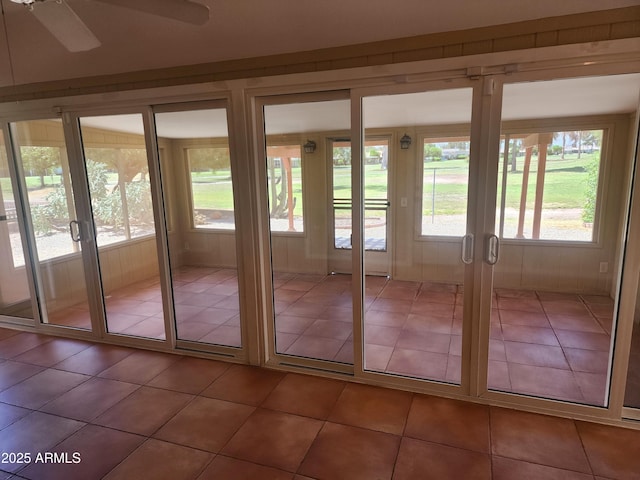 9939 W Ironwood Dr, Sun City, AZ 85351 - entryway featuring plenty of natural light, ceiling fan, french doors, and tile patterned floors