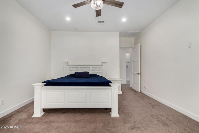 unfurnished bedroom featuring carpet and ceiling fan