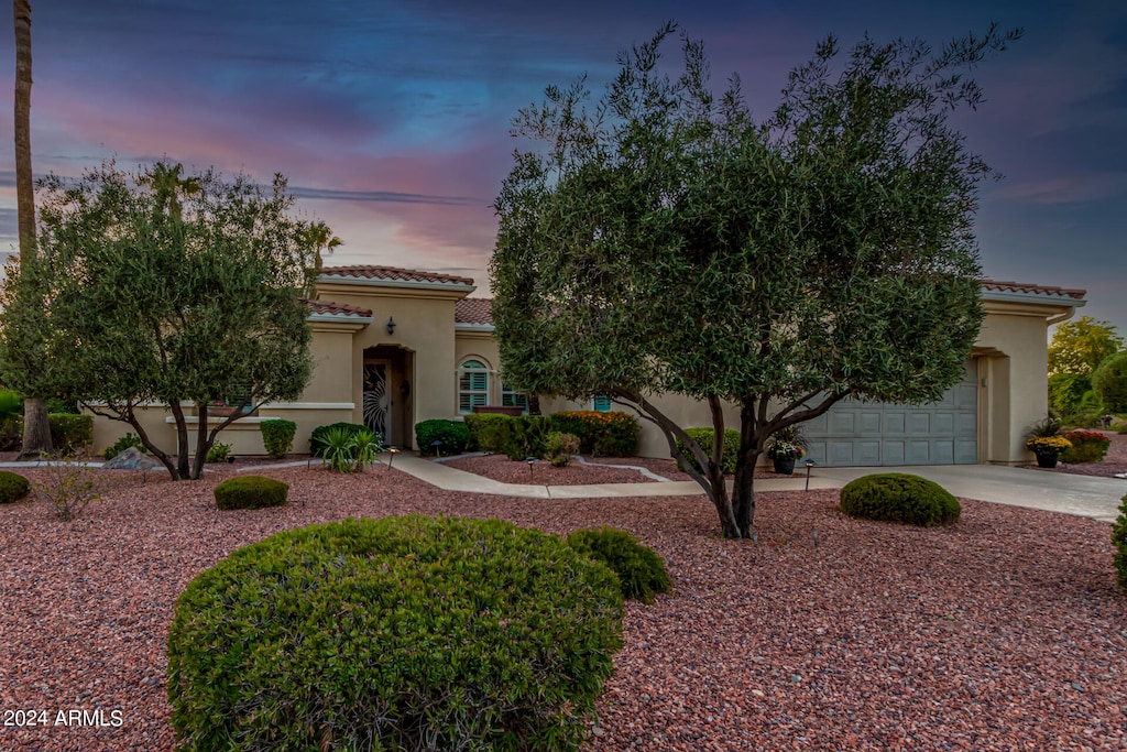 view of front of property featuring a garage