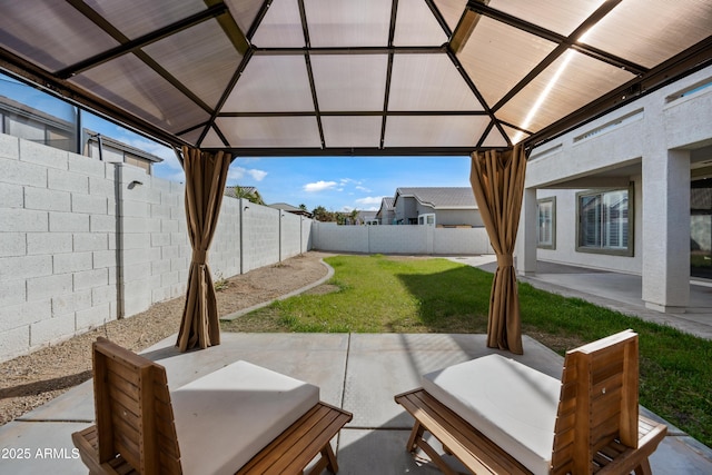 view of patio featuring a gazebo