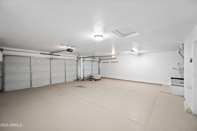 garage with a garage door opener