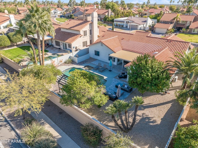 bird's eye view with a residential view