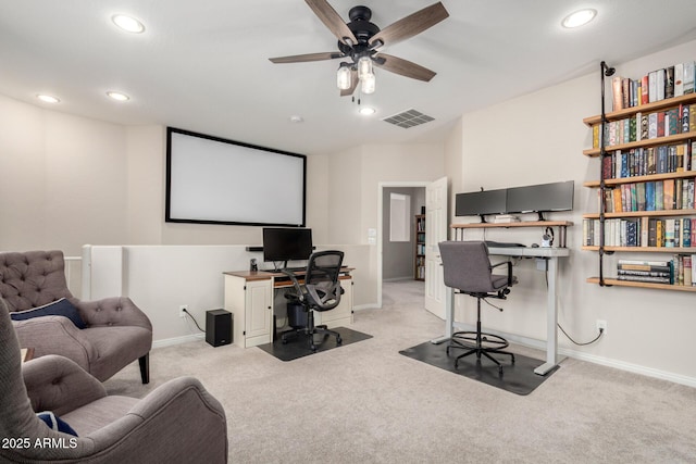 2030 W Whisper Rock Trl, Phoenix, AZ 85085 - home office featuring carpet floors, ceiling fan, and recessed lighting