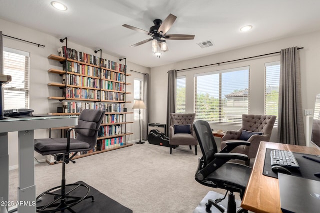 2030 W Whisper Rock Trl, Phoenix, AZ 85085 - carpeted office featuring a ceiling fan, healthy amount of natural light, and recessed lighting