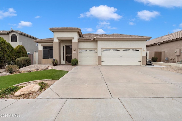 prairie-style house with a garage