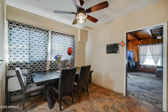 dining room featuring ceiling fan