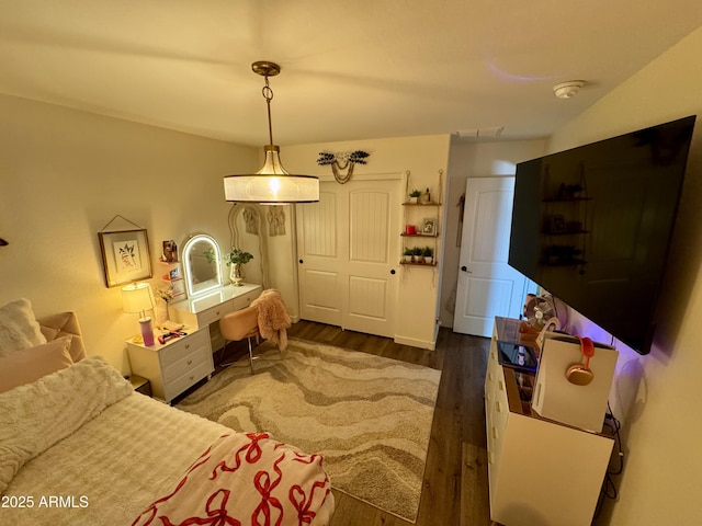 interior space with dark wood-style floors