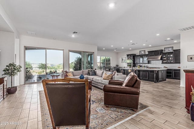 7813 S 43rd Pl, Phoenix, AZ 85042 - living room with wood tiled floors and recessed lighting