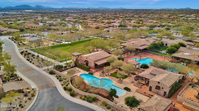 bird's eye view with a mountain view