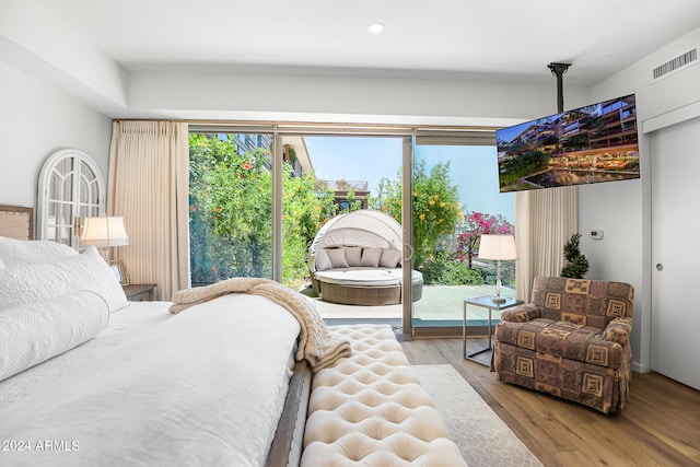 bedroom with light wood-type flooring